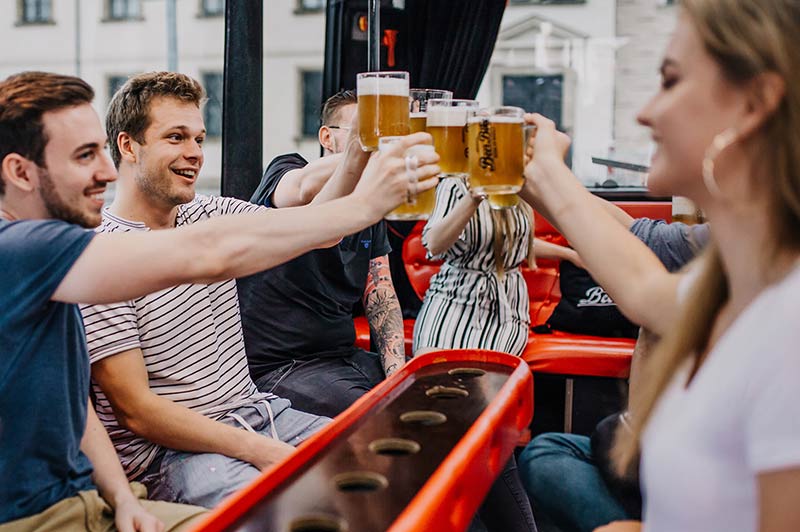 cheers with ice cold beer on the way