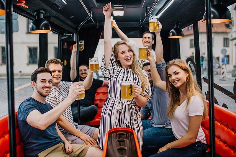 freshly tap beer in bus, Prague