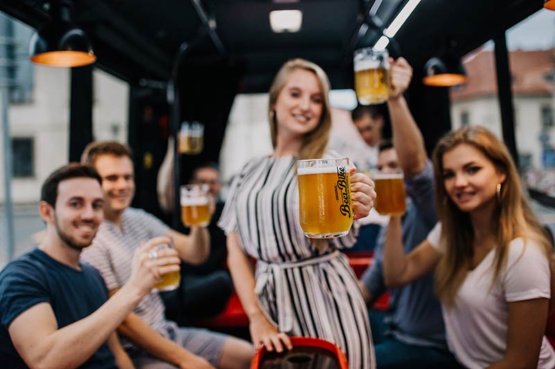 ride with beer bus from prague airport