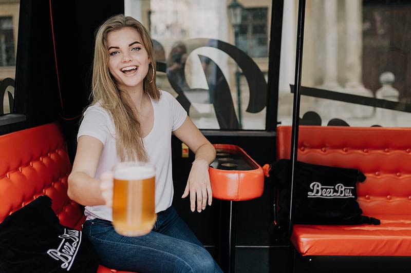 a toast to the bachleor in party bus