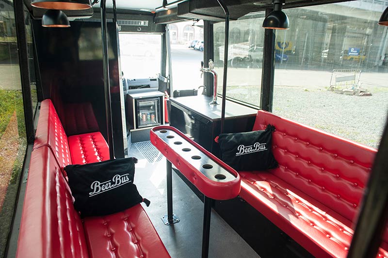 interior of our beer bus